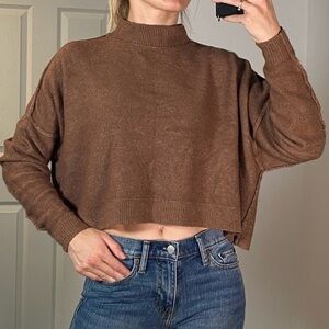 Cotton On Brown Cropped Turtleneck Sweater Size S